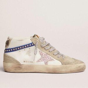 Golden Goose Women’s Mid Star LTD Edition with Glitter Star and Blue Flash [38]